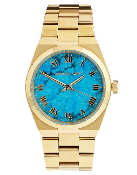 turquoise and gold michael kors watch